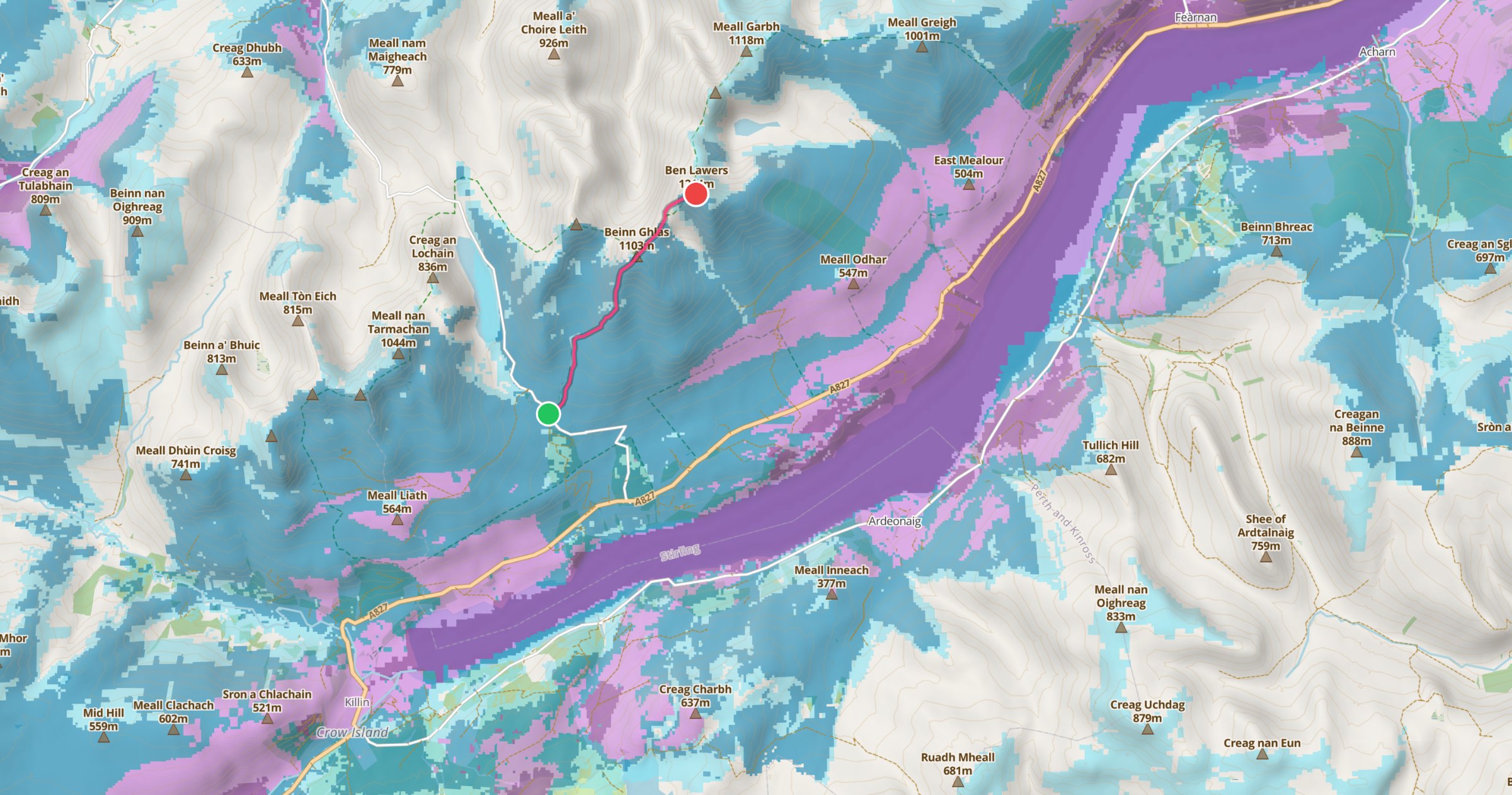 EE predicted coverage over Loch Tay and Ben Lawers